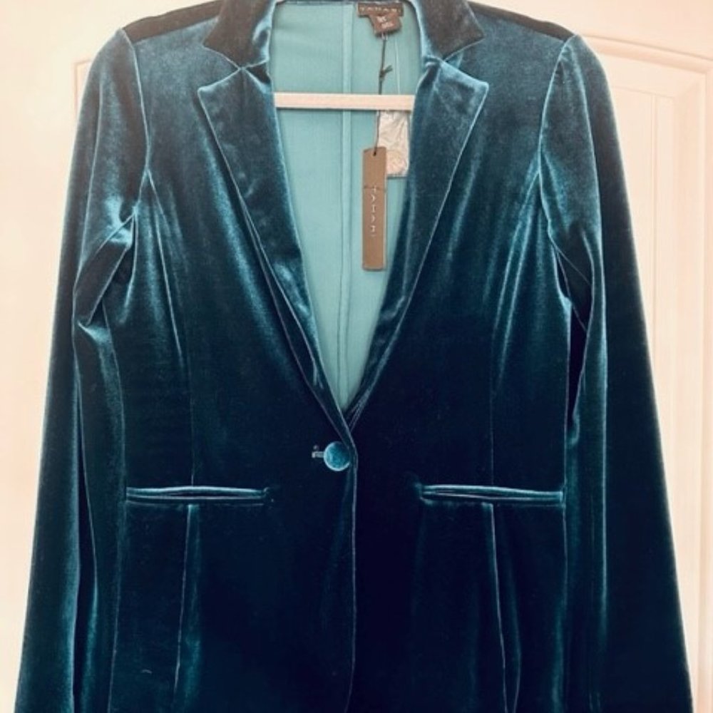 Tahari Teal Velvet Blazer